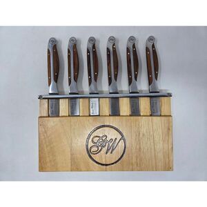 GUNTER WILHELM EXECUTIVE CHEF SERIES STEAK KNIVES SET OF 6 GERMAN STEEL W/ RACK